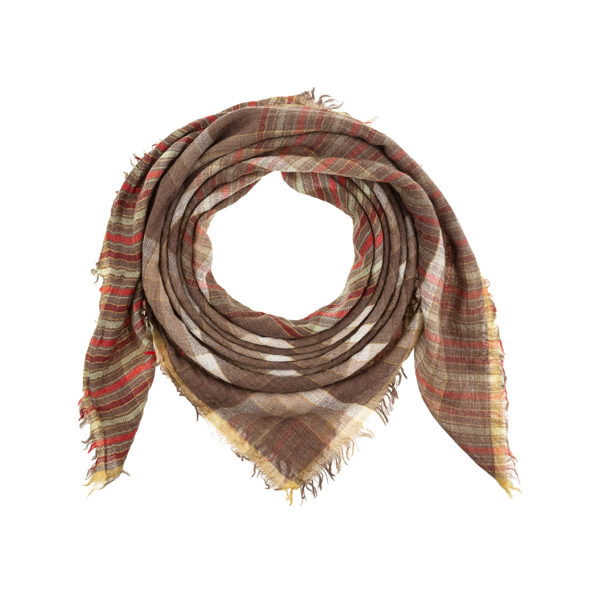 Alex.Max Brown Plaid Scarf