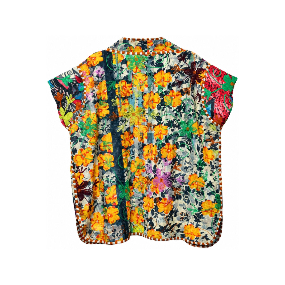Vintage Floral Quilted Kantha Vest
