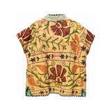 Vintage Exotic Blooms Quilted Kantha Vest