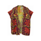You & Eye Vintage Deep Plum Exotic Blooms Quilted Kantha Vest with Pockets