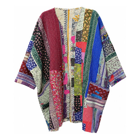 You & Eye Vintage Multicolor Striped Quilted Kantha Patchwork Reversible Long Jacket