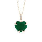 Noura B 18k Yellow Gold Malachite Heart Necklace with White Diamond