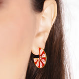 Noura B 18k Yellow Gold Pink & Red Enamel Elemental Prism Earrings