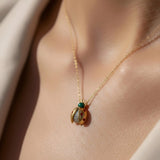 Noura B 18k Yellow Gold Large Lady Bag with White Diamond, Malachite, & Ruby