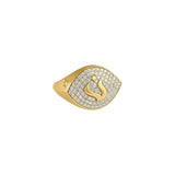 Noura B 18k Yellow Gold Personalized Arabic Signet Ring with White Diamond