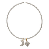Romy Collection Silver Moon and Square Charm Choker