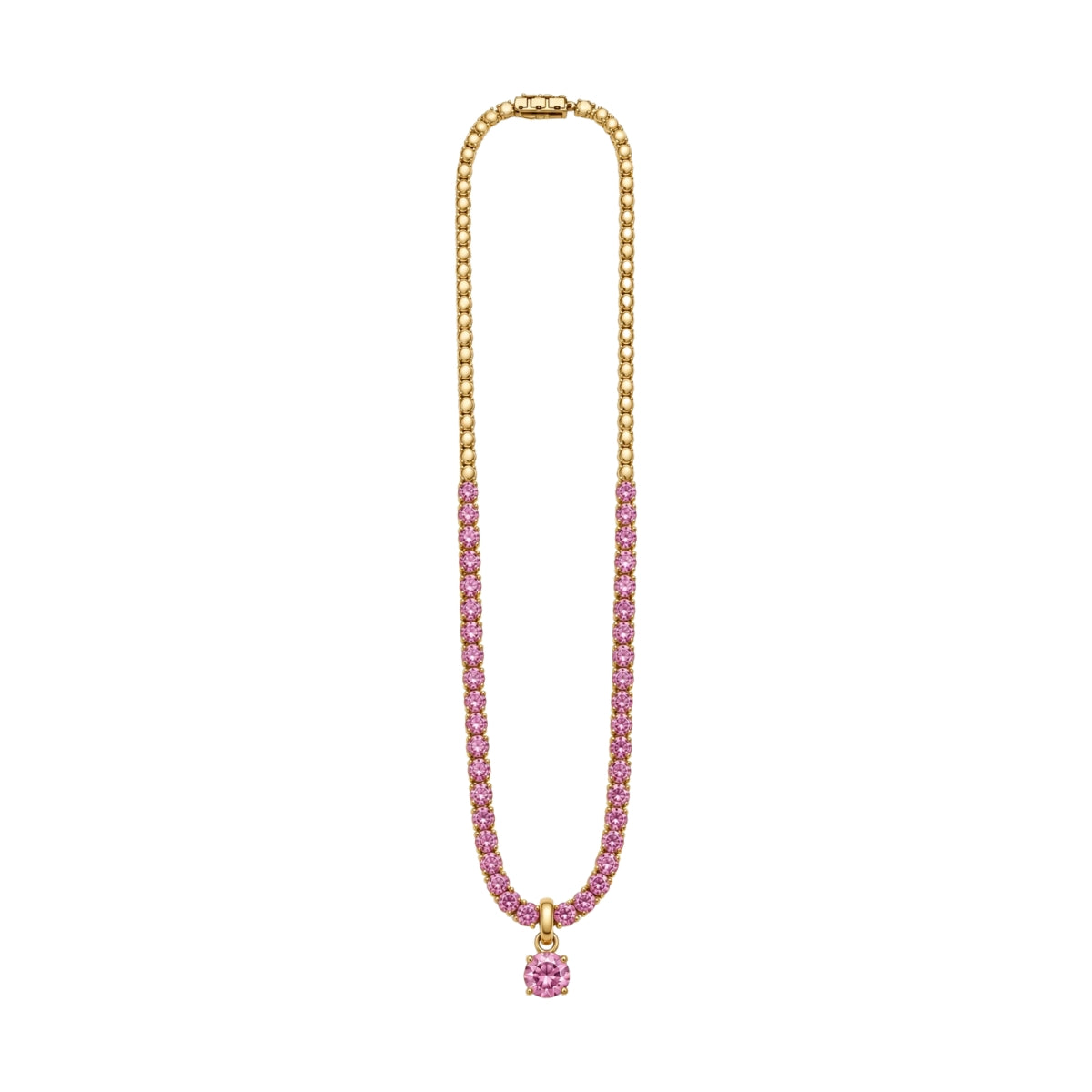 Romy Collection Pink Charm Tennis Necklace