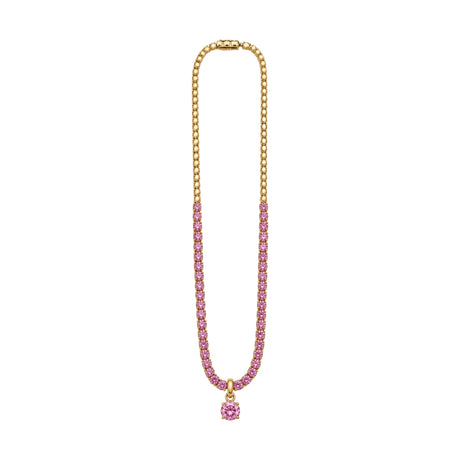 Romy Collection Pink Charm Tennis Necklace