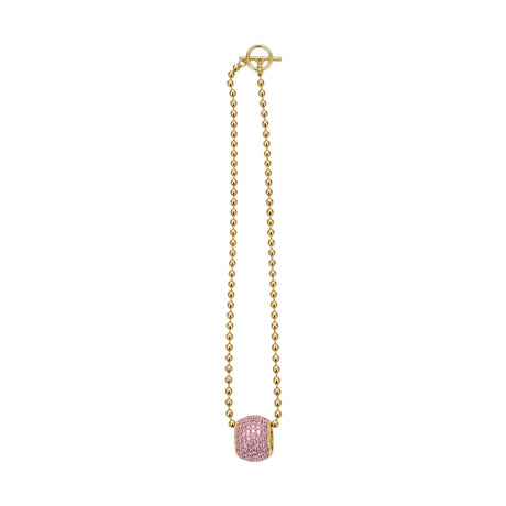 Romy Collection Pink Cylinder Charm Ball Chain Necklace