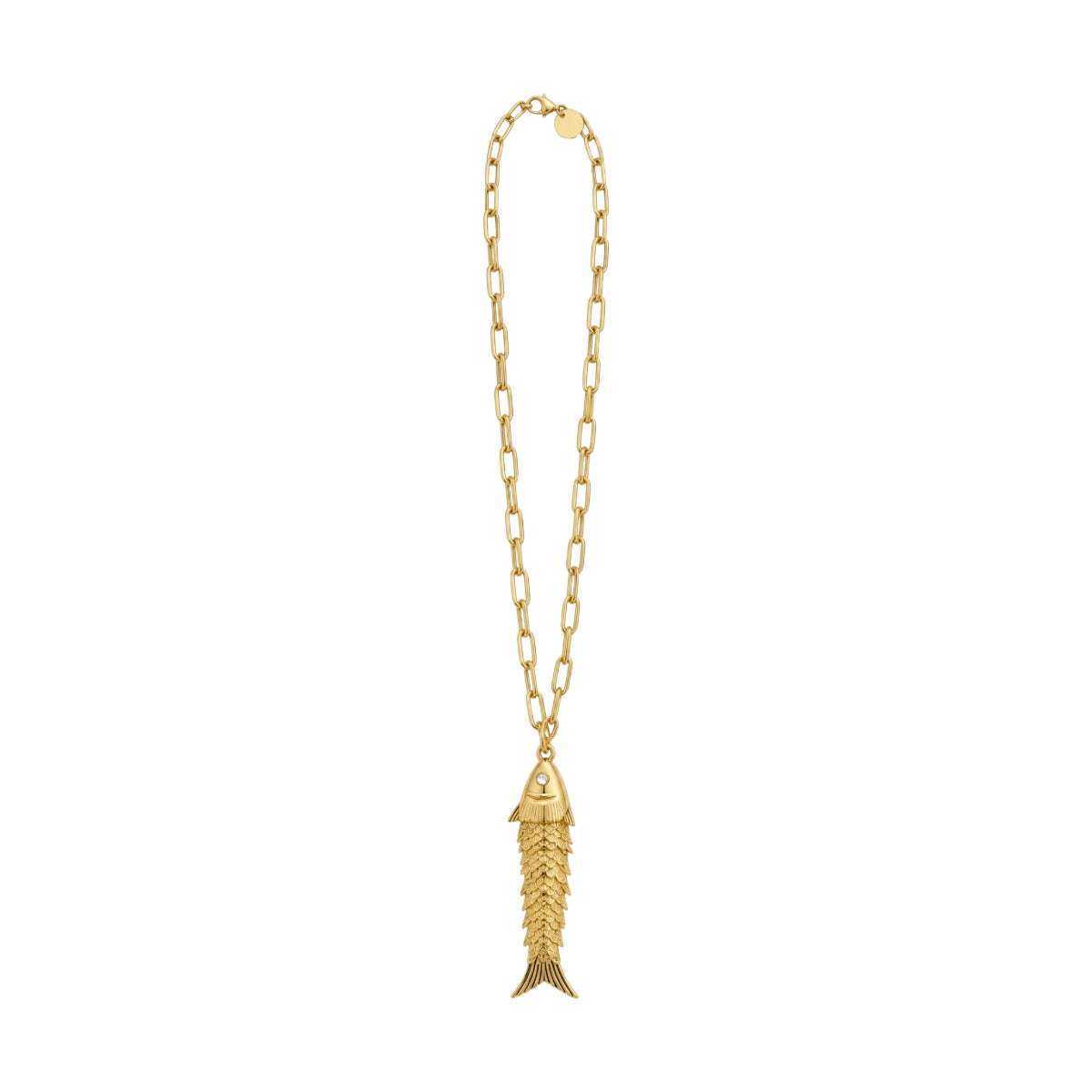 Gold Fish Large Paperclip Chain Necklace