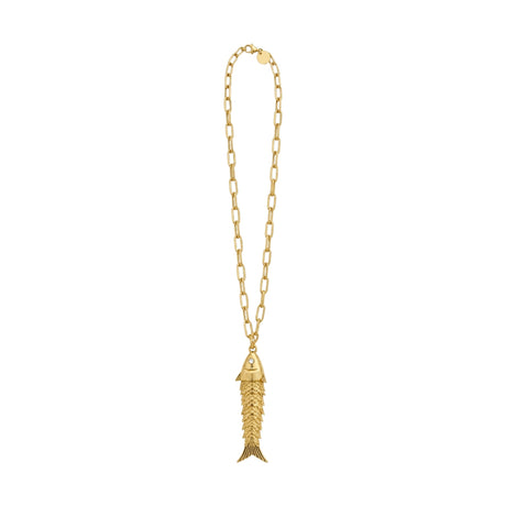 Gold Fish Large Paperclip Chain Necklace