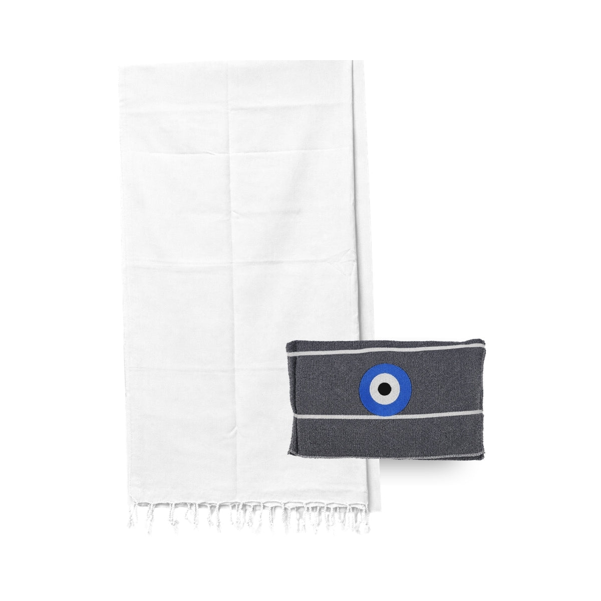 Mellow White Towel with Evil Eye Embroidered Cover | Boom & Mellow