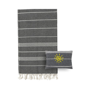 Mellow Dark Gray Towel with Sun Embroidered Cover | Boom & Mellow
