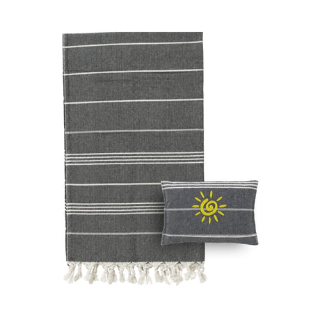 Mellow Dark Gray Towel with Sun Embroidered Cover | Boom & Mellow