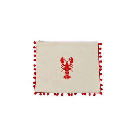 Mellow Red Pompom Lobster Embroidered Pouch | Boom & Mellow