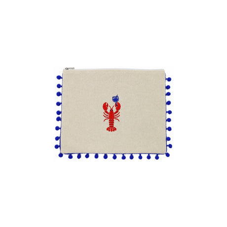 Mellow Blue Pompom Lobster Embroidered Pouch | Boom & Mellow
