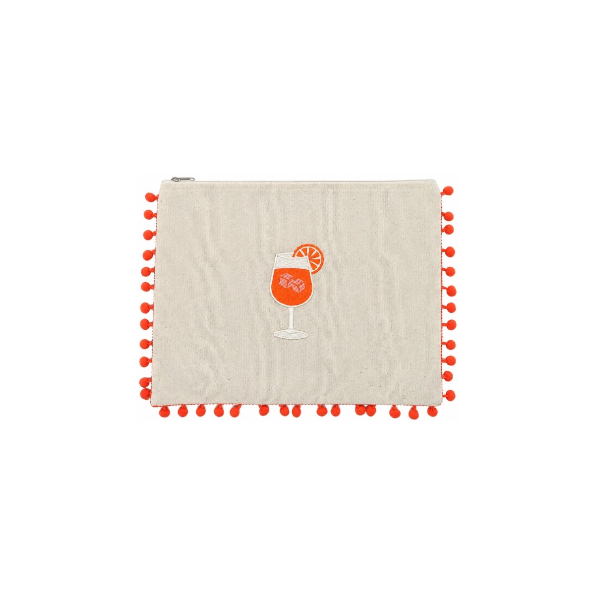 Mellow Orange Pompom Cocktail Embroidered Pouch | Boom & Mellow