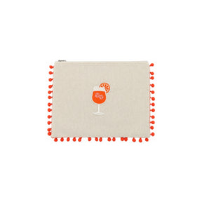 Mellow Orange Pompom Cocktail Embroidered Pouch | Boom & Mellow