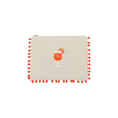 Mellow Orange Pompom Cocktail Embroidered Pouch | Boom & Mellow