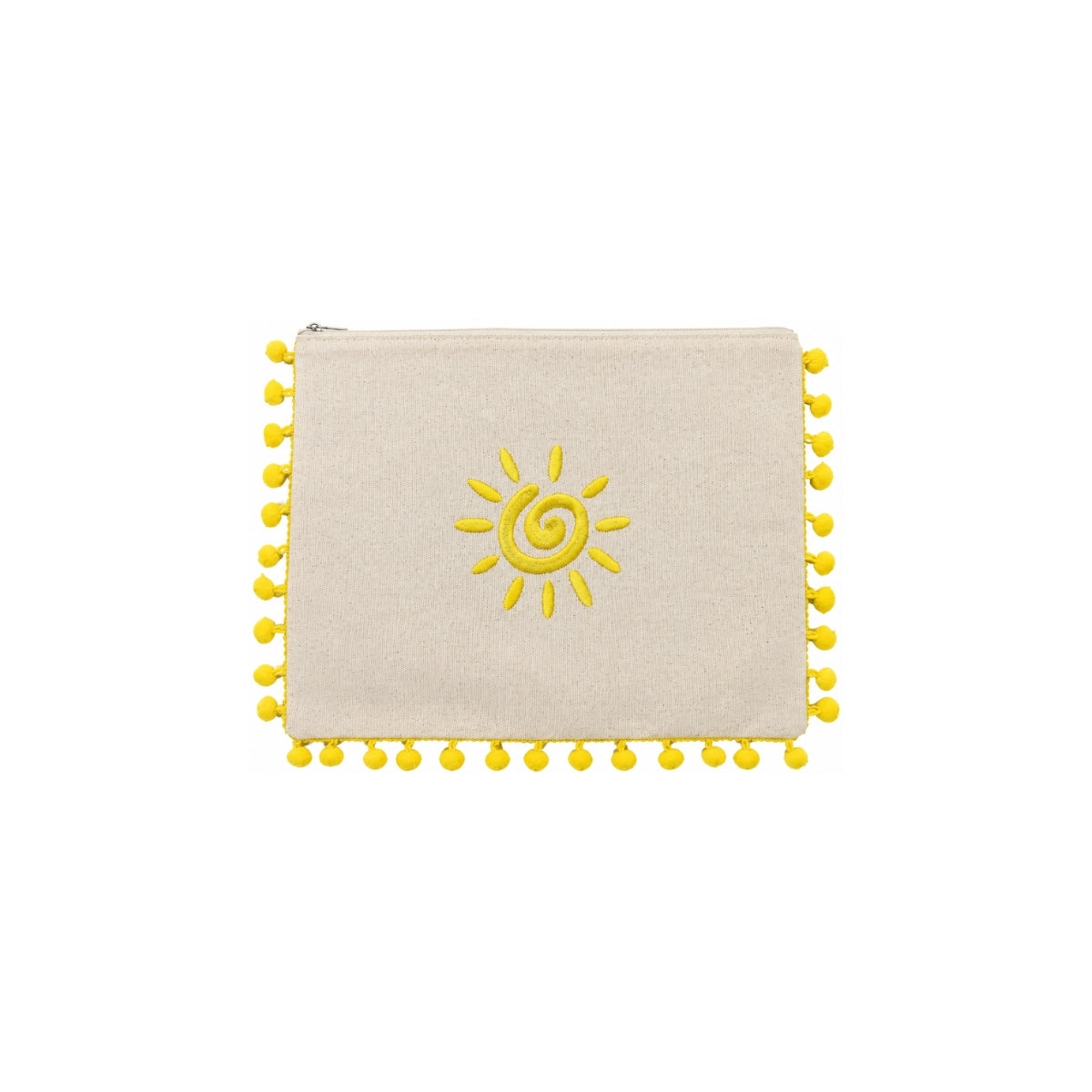 Mellow Yellow Pompom Sun Embroidered Pouch | Boom & Mellow