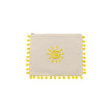 Mellow Yellow Pompom Sun Embroidered Pouch | Boom & Mellow