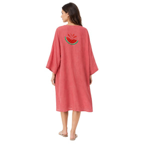 Mellow Pink Watermelon Embroidered Kimono | Boom & Mellow