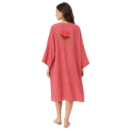 Mellow Pink Watermelon Embroidered Kimono | Boom & Mellow
