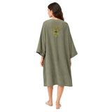 Mellow Sage Green Hamsa Hand Embroidered Kimono | Boom & Mellow