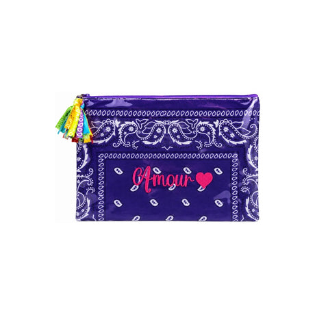 Mellow Purple Amour Embroidered PVC Bandana Pouch | Boom & Mellow