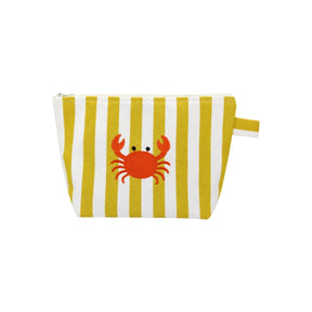 Mellow Yellow Striped Crab Embroidered Pouch | Boom & Mellow
