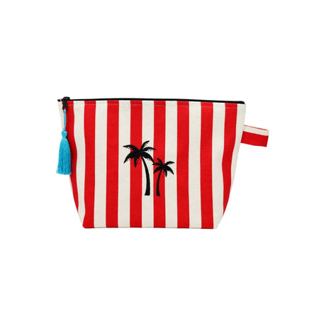 Mellow Red Striped Palm Tree Embroidered Pouch | Boom & Mellow