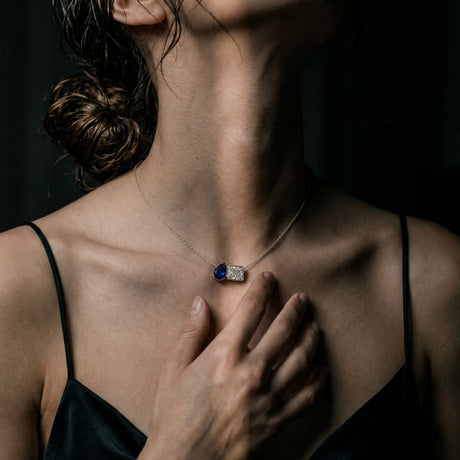 Duality Blue Sapphire & CZ Necklace