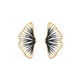 Tina Kotsoni Ginkgo Leaf Earrings with Black Enamel | Boom & Mellow