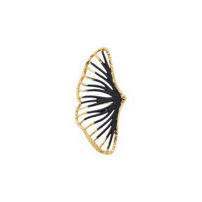 Tina Kotsoni Ginkgo Leaf Ring with Black Enamel | Boom & Mellow