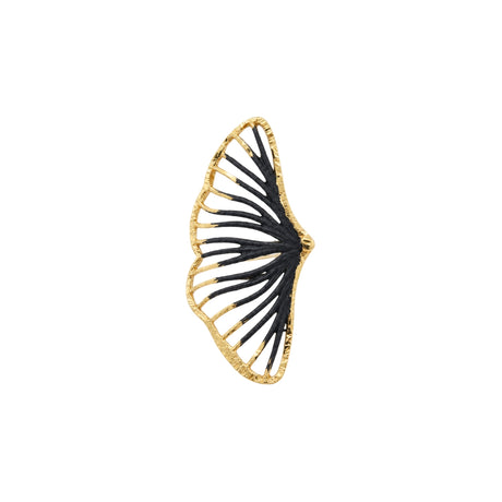 Tina Kotsoni Ginkgo Leaf Ring with Black Enamel | Boom & Mellow
