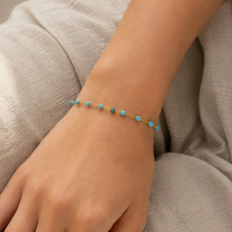 Turquoise Beaded Station Chain Bracelet