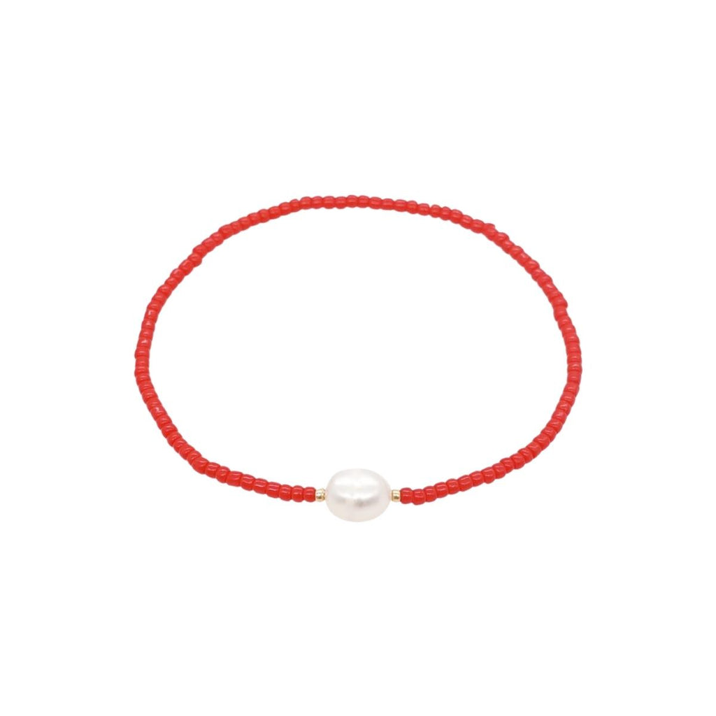 You & Eye Pearl Red Beads Bracelet | Boom & Mellow