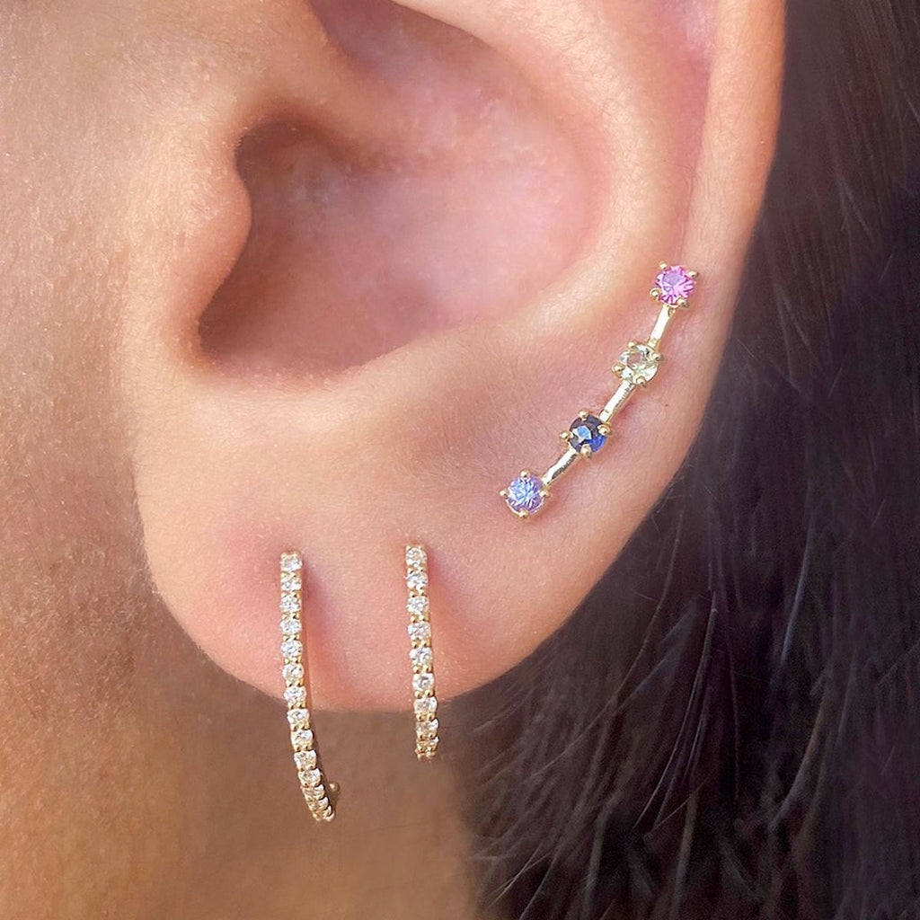 Alexa Jewelry Long Bar Diamond Semi Hoop Earring | Boom & Mellow