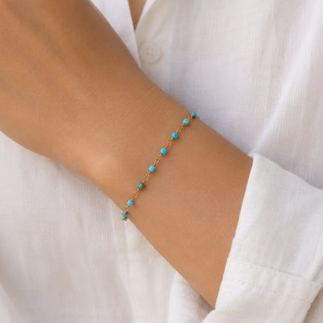 Turquoise Beaded Station Chain Bracelet