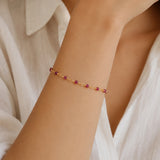 Ruby Beaded Station Chain Bracelet