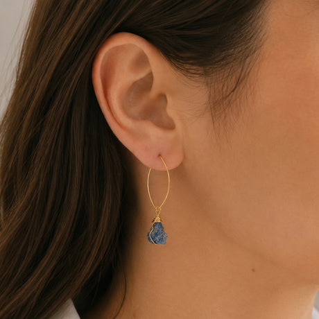 Raw Lapis Lazuli Dangle Earrings