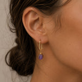 Amethyst Oval Huggie Hoop Earrings