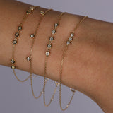Alexa Jewelry 18k Gold Three Dangling Diamonds Bracelet