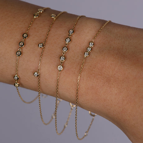 Alexa Jewelry 18k Gold Three Dangling Diamonds Bracelet