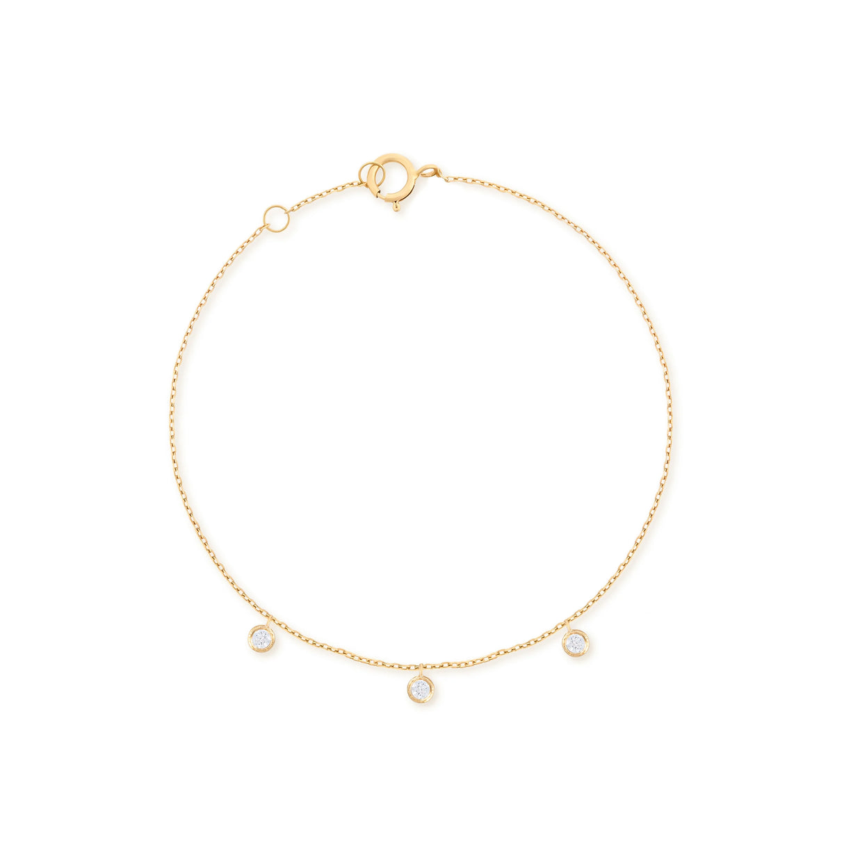 Alexa Jewelry 18k Gold Three Dangling Diamonds Bracelet