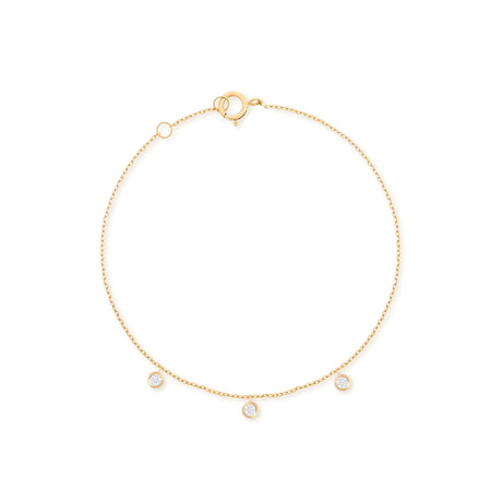 Alexa Jewelry 18k Gold Three Dangling Diamonds Bracelet
