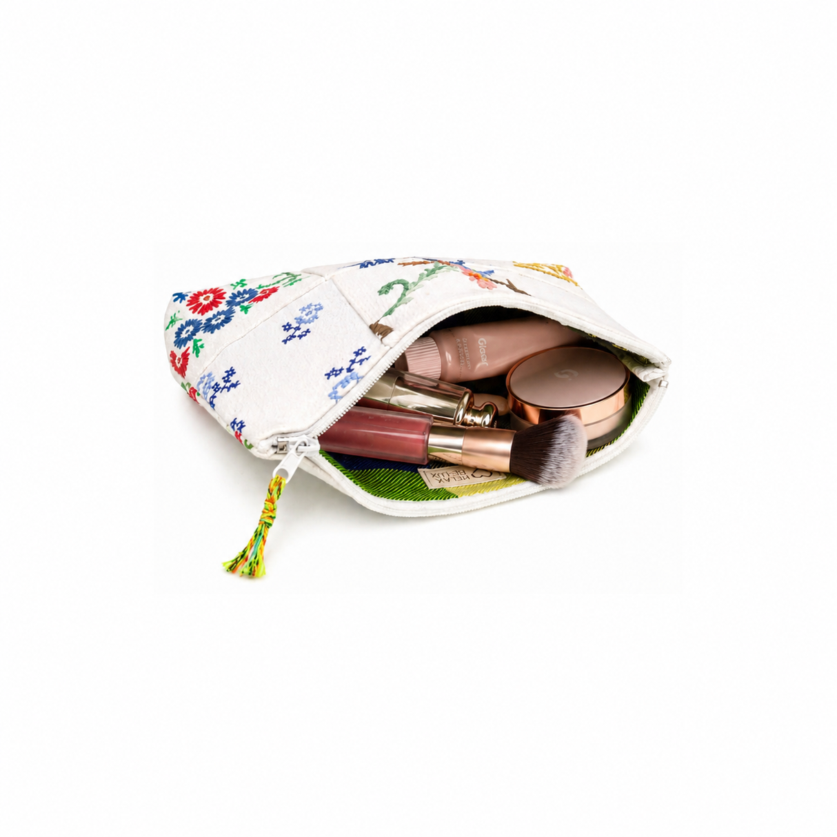 Rustic Bloom Patch Embroidery Pouch