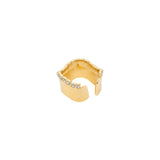 Rima Design Crystal Rim Wave Open Ring back view showing the open wave band and handcrafted gold plated finish