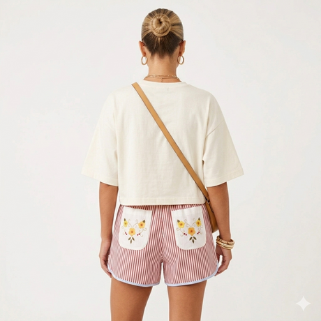 Flower Vintage Embroidered Shorts