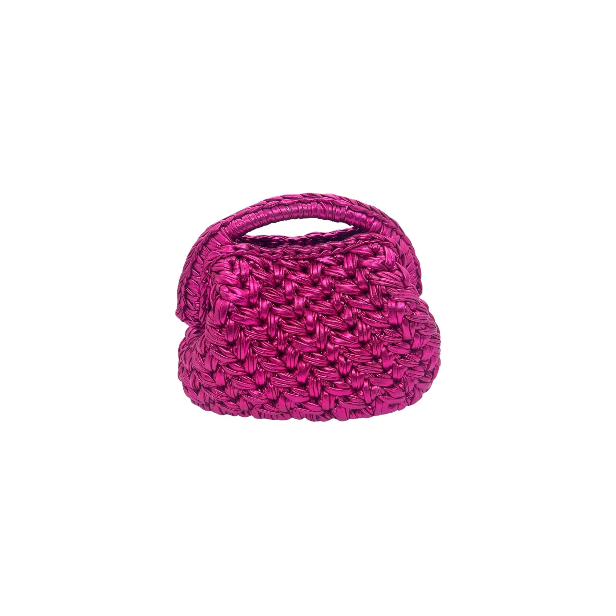 Get Over It Solea Metallic Fuchsia Leather Crochet Clutch Bag